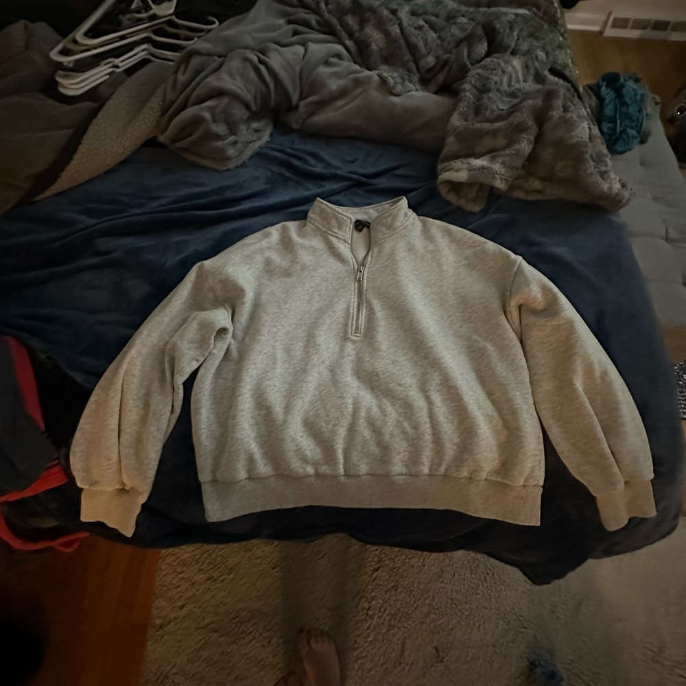 Banana Republic Men's Light Gray Zip-Up Sweater